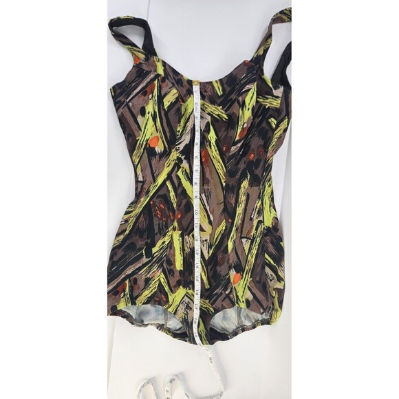 Vintage 1950s/60s Pinup Girl Rose Marie Reid Swimsuit one piece abstract green - Picture 13 of 16